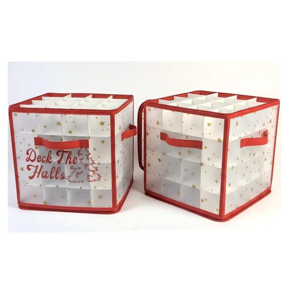 

Набор из 2-х коробок для хранения рождественских украшений с регулируемыми разделителями на 64 шарика — матовый контейнер для праздничного декора, экономит место