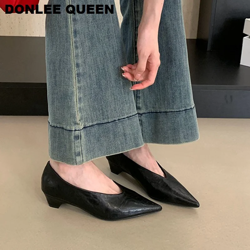 

Female Pointed Toe Women Flats Shoes 2025 New Arrival Ballet Low Heels Party Dress Shoes Pumps Fashion Mary Janes Shallow Shoes