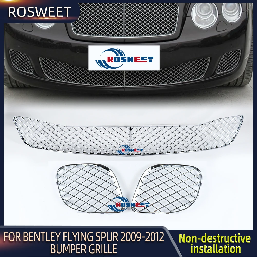 ROSWEET Car Front Bumper Guard Grille Grille Grid Mash Auto Part For Bentley Flying Spur 2009-2012 Car Accessories 3W5807667