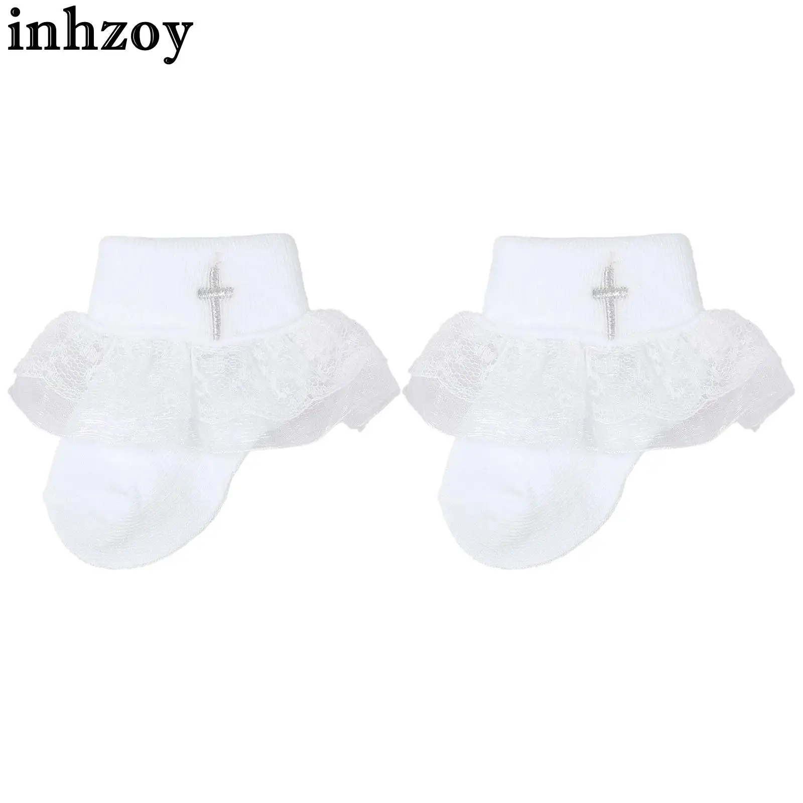 

Unisex Infant Turn Cuff Cotton White Christening Socks for Baptism Church Events Birthday Wedding Party Baby Shower Photography