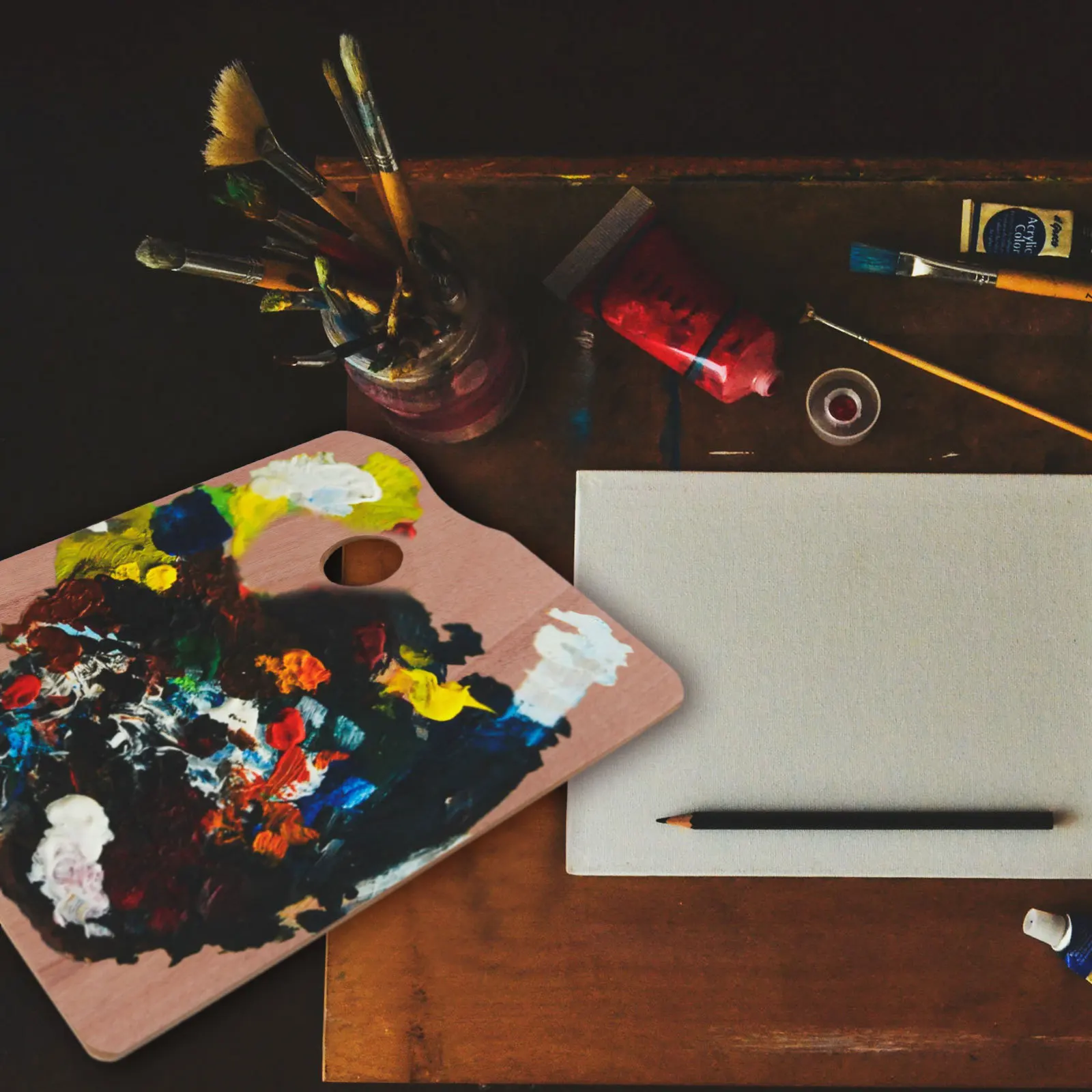 

Wooden Color Mixing Palette Shape Lightweight Art Paint Board For Acrylic Watercolor Oil Painting Practical Tray For