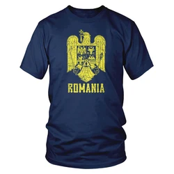 Romania Eagle Coat Of Arms T-shirt Romanian Flag Graphic T Shirt For Men Clothing Fashion Streetwear Men's Quick Dry T-shirt Tee