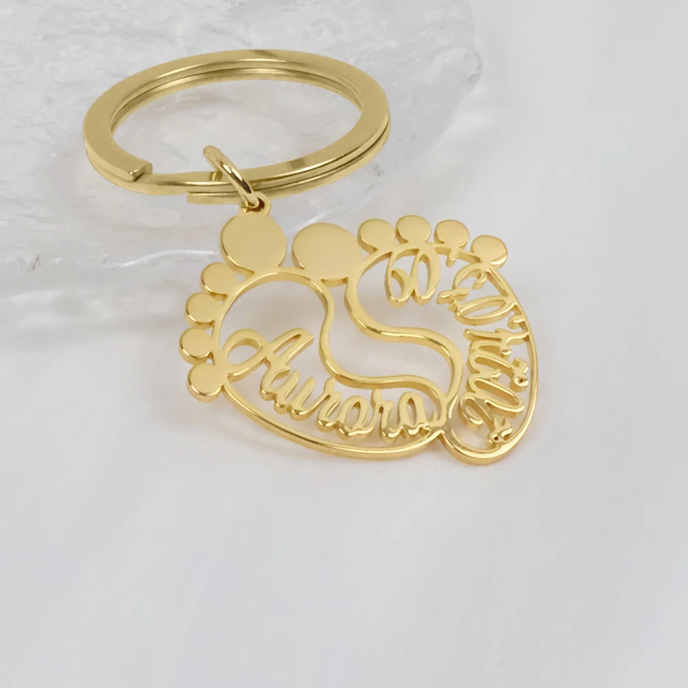 Personalized Baby Ankle Keychain Custom Name and Date Engraved Stainless Steel Keychain Personalized Gift for Mothers and Babies