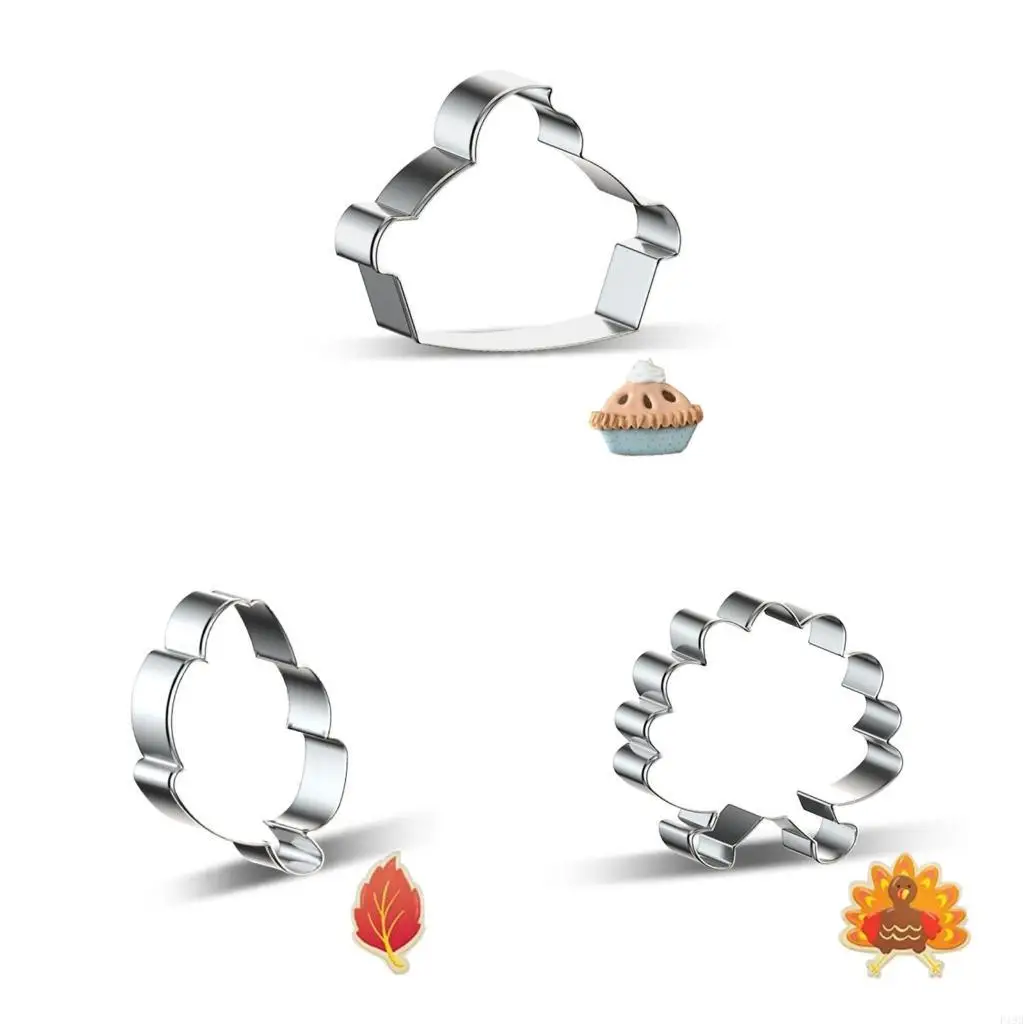 F19B 16pcs Thanksgiving Cookie Cutters Stainless Steels Dessert Cutters Baking Tool
