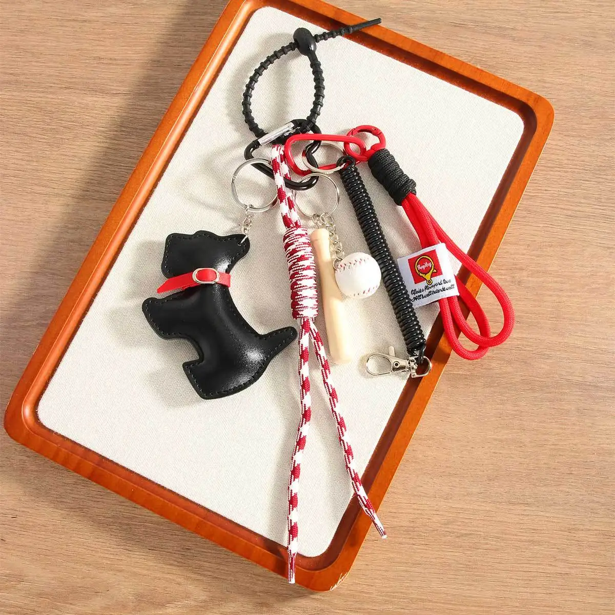 trendy puppy Hand woven rope Key Chain NEW baseball Spring rope Backpack pendant