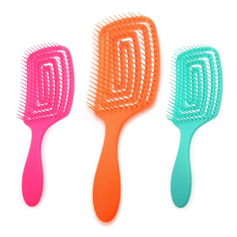 Peine de pelo de masaje para mujer, cepillo de pelo húmedo para salón de belleza, herramientas de peinado de peluquería, cepillo desenredante antiestático, 4 colores