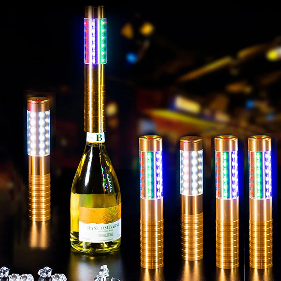 Bar Champagnefles Service Licht Aluminium Metaal Nachtclub Led Strobe Baton Flash Stick Elektronische Fles Sterretjes Voor Feest