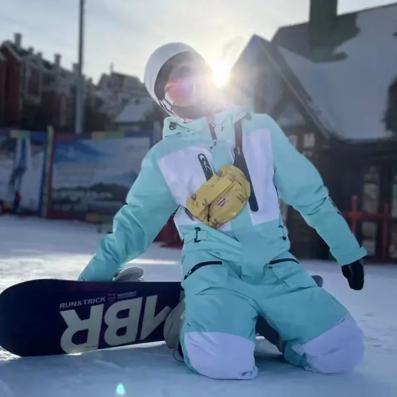 2025 pakaian Ski pria wanita tahan air tahan angin Pria Wanita pakaian Jumpsuit Ski olahraga luar ruangan Pria Wanita pakaian salju