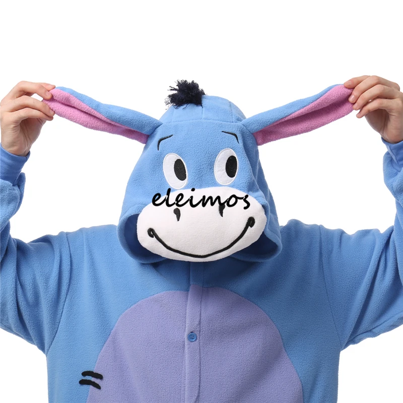 Macacão de halloween azul burro kigurumi pijamas adulto de uma peça animal dos desenhos animados macacão pijamas anime traje cosplay xxl