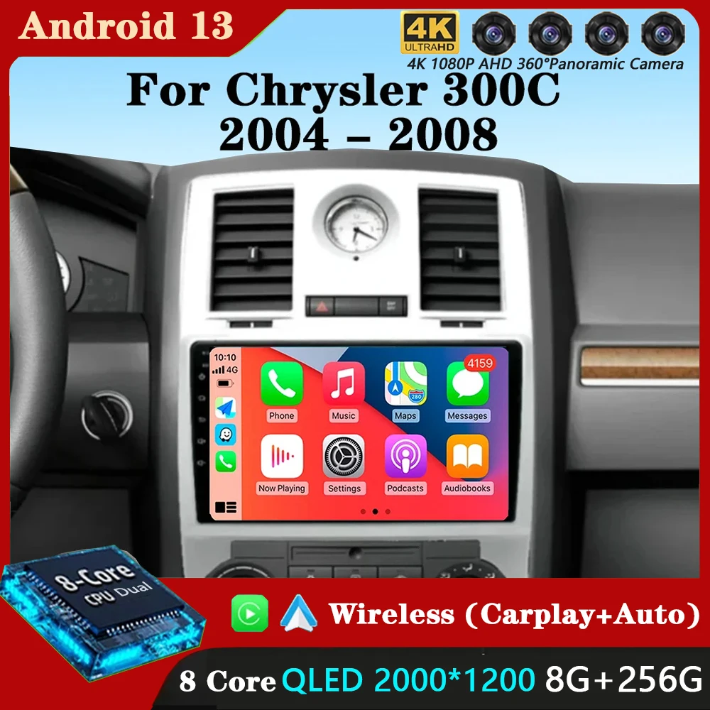 

Android 13 Carplay Auto For Chrysler 300C Aspen 2004 2005 2006 2007 2008 Car Radio Multimedia Video Player Navigation GPS WIFI