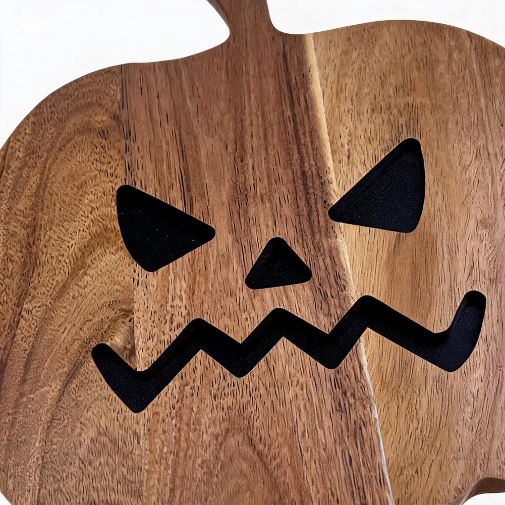 Resin Acacia Wood Pumpkin Cheese Board for Steak Cutting Serving Halloween 27.5 x 30 x 1.5 cm Scratch Resistant