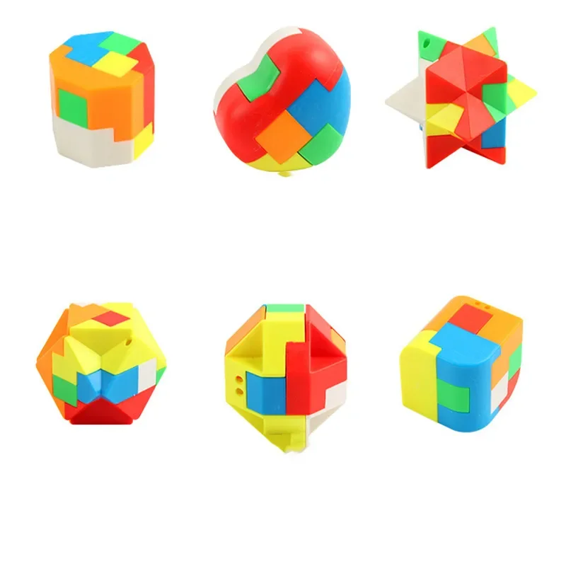 3D-Puzzle Luban Lock Schlüsselanhänger Brain Teaser Spiel Magic Mini Cube Intellektuelle Kinder Lernspielzeug für Kinder Erwachsene Antistress