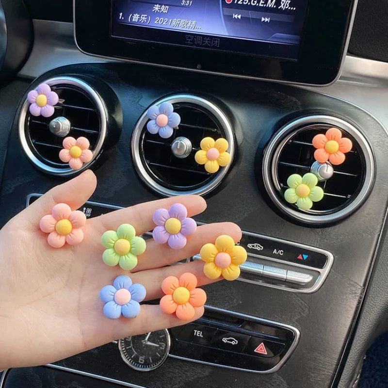 Cute Flower  Aromatherapy Car Air Outlet Decoration Perfume Clip Air Freshener Colorful Flora Decor Auto Accessories