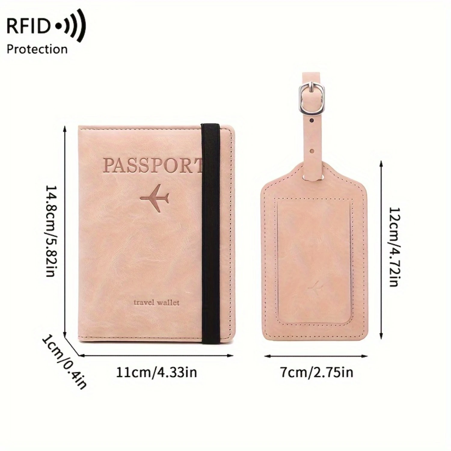 1pc PU Leather Passport Holder Luggage Tag Set - Travel Wallet for Men and Women - Protect Your Documents in Style!