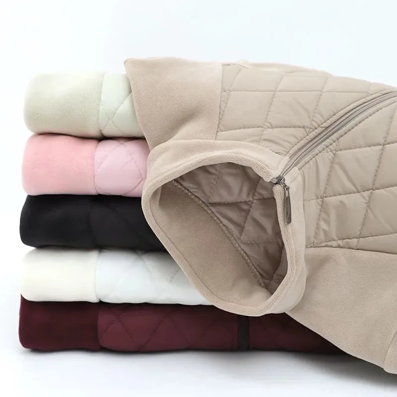 Women's Coats Cotton-Padded Quilted Patchwork Fleece Windproof Lightweight Zip-up Sweatshirt Pockets Sports Autumn Winter Jacket