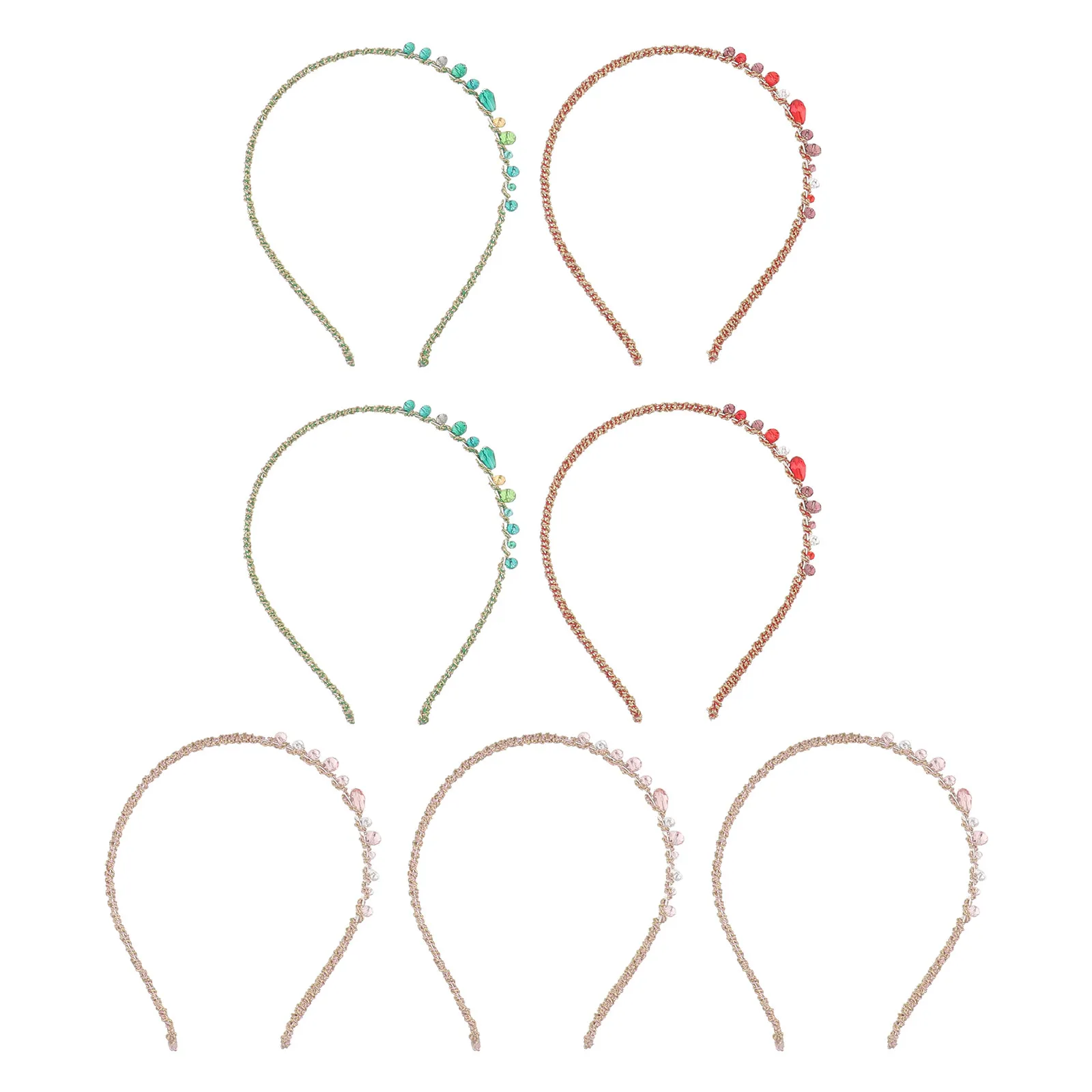 7Pcs Crystal Gold Wire Women Headbands Sparkle Stylish Noble Hair Accessories for Wedding Bridesmaid Party Salon Fashion Jewelry