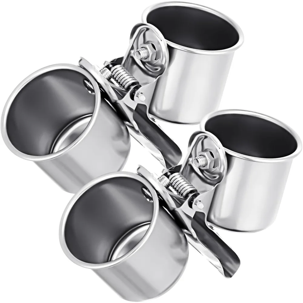 2Pcs Stainless Steel Bird Water Bowl Clip on Parrot Feeding Cups Double Dishes Hanging Food Water Feeder Cage Coop Perch Stand