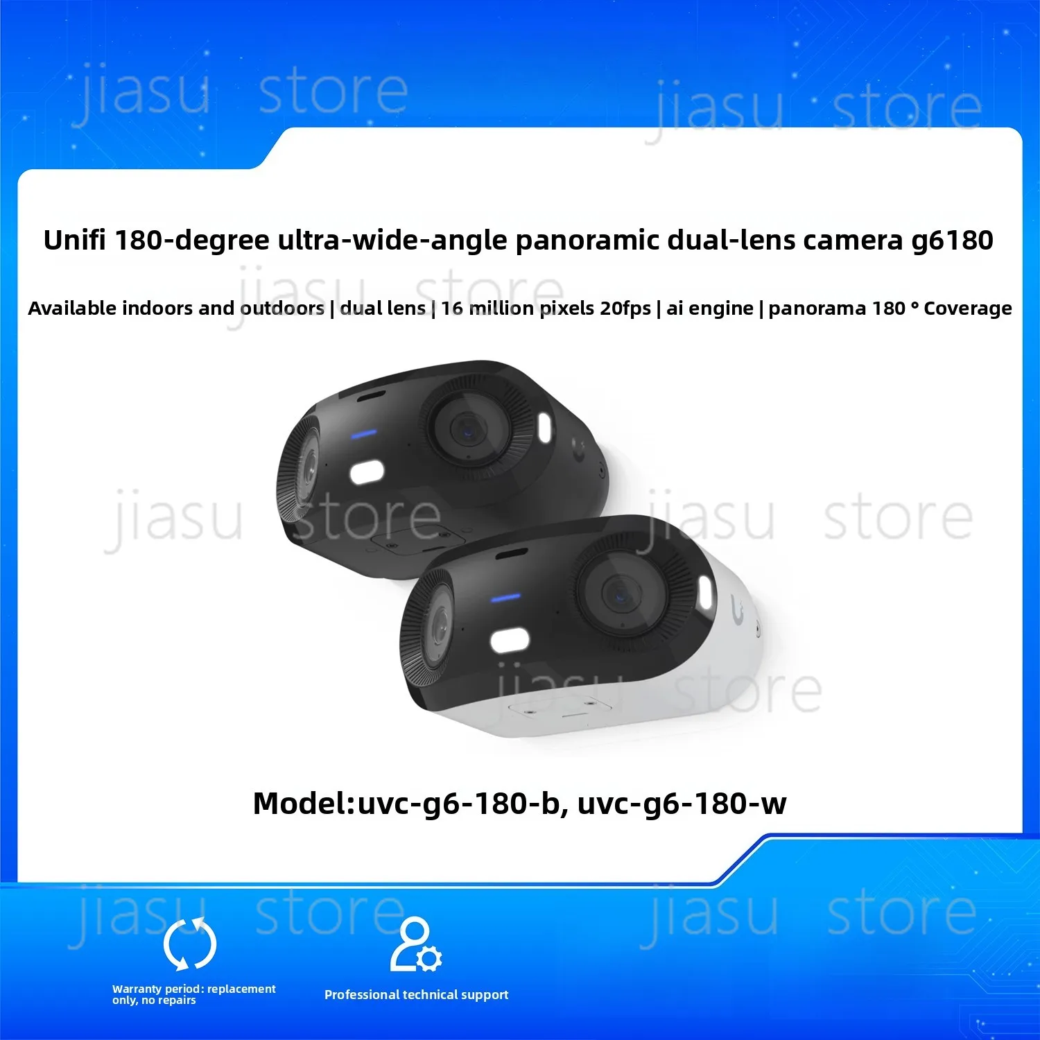 UVC-G6-180-B 16MP Dual Lens 180° Panoramic AI Security Camera Indoor Outdoor Surveillance