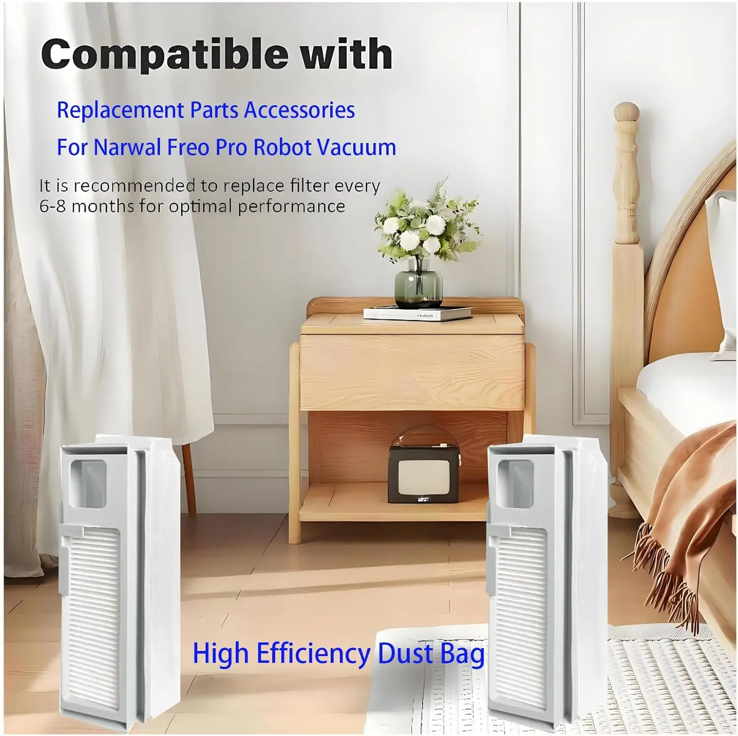 For Narwal Freo Pro Robot Vacuum Cleaner Main Brush Side Brush Dust Bag HEPA Filter Mop Cloth Accessoies