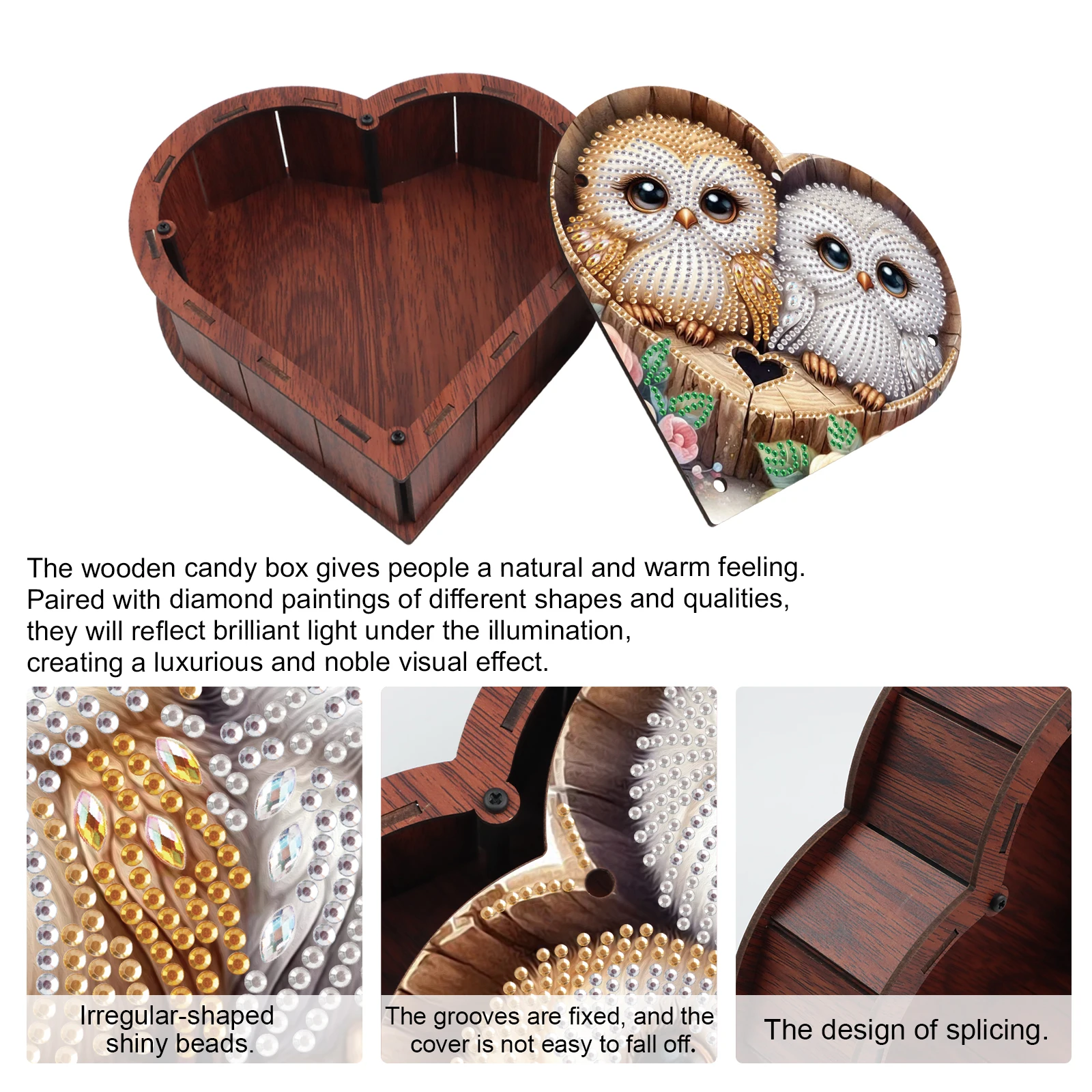 Diamond Painting Heart Shaped Box Kits,Animal Couple Diamond Art Special Shape Diamond Art Decoration Creative for Handmade Gift view 4