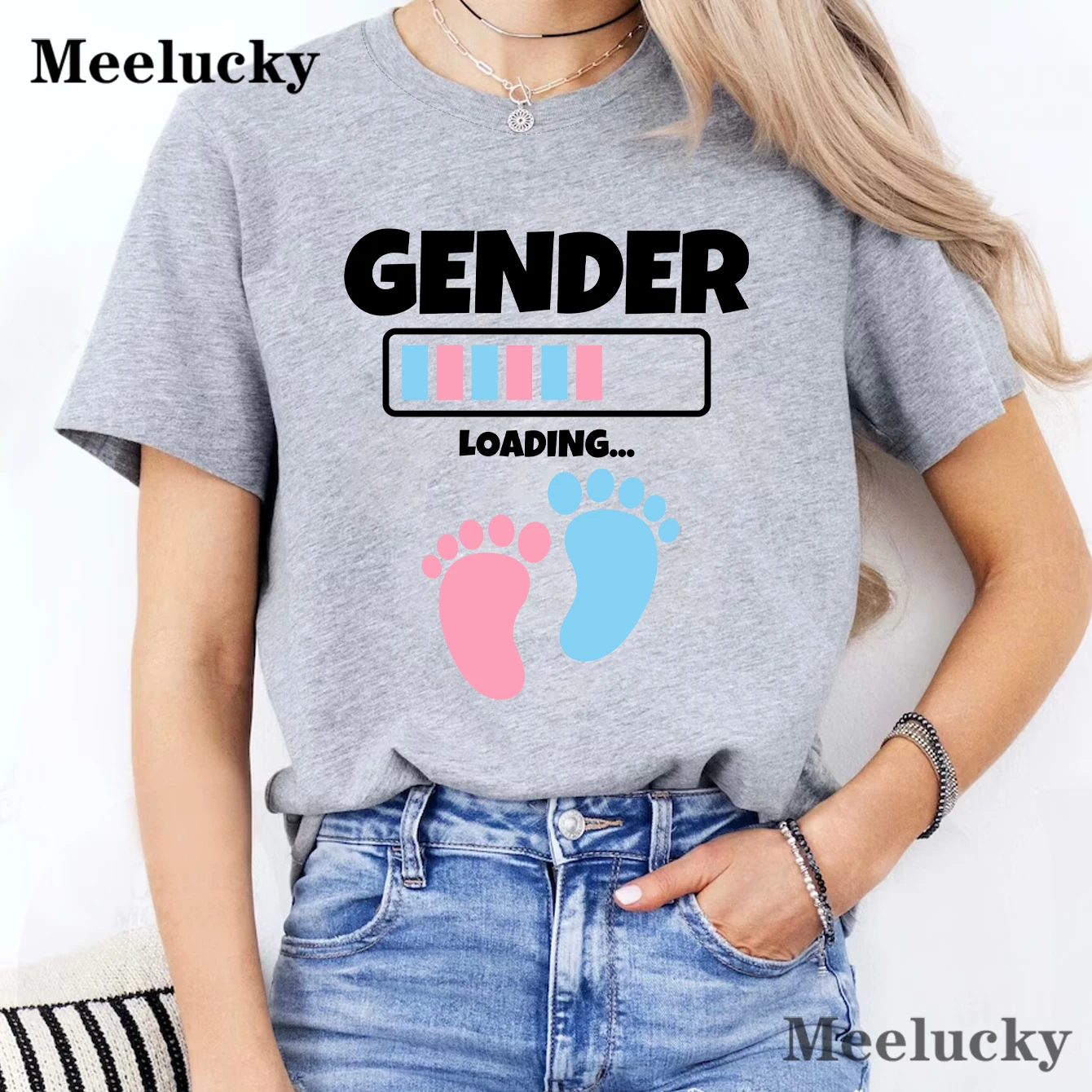 Gender Reveal Printed T Shirts Women Summer Oversized O-neck Short Sleeve Tees Female Loose Cotton T Shirts