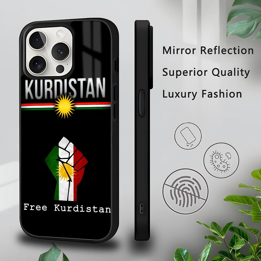 

K-Kurdistan Flag Phone Case For IPhone 16 15 14 13 Pro Max 11 Mini Alex Mirror For Magsafe Wireless