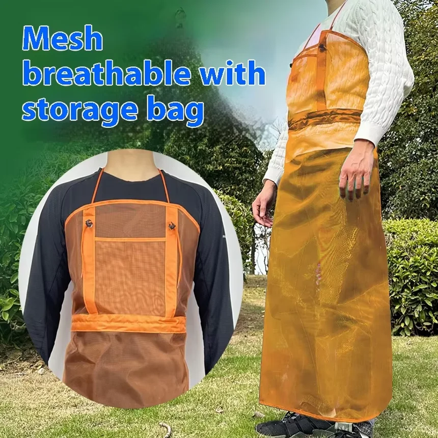 Breathable Mesh Garden Mowing Apron with Pocket - Fully Covered Practical Safety Apron for Lawn Mowing and Gardening Trimming