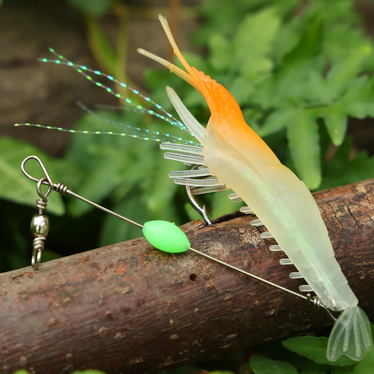 Sougayilang Soft Fishing Luminous Shrimp Lure 7 Colors 1pc with Hook Swivel Beads Artificial Silicone Glow Fishing  Accessory image 6