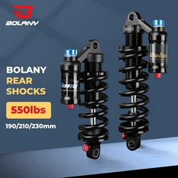 BOLANY MTB Rear Suspension Shock 190/210/230/240/250/265mm Alloy Adjustable Coil Spring for Downhill Electric Mountain Bikes