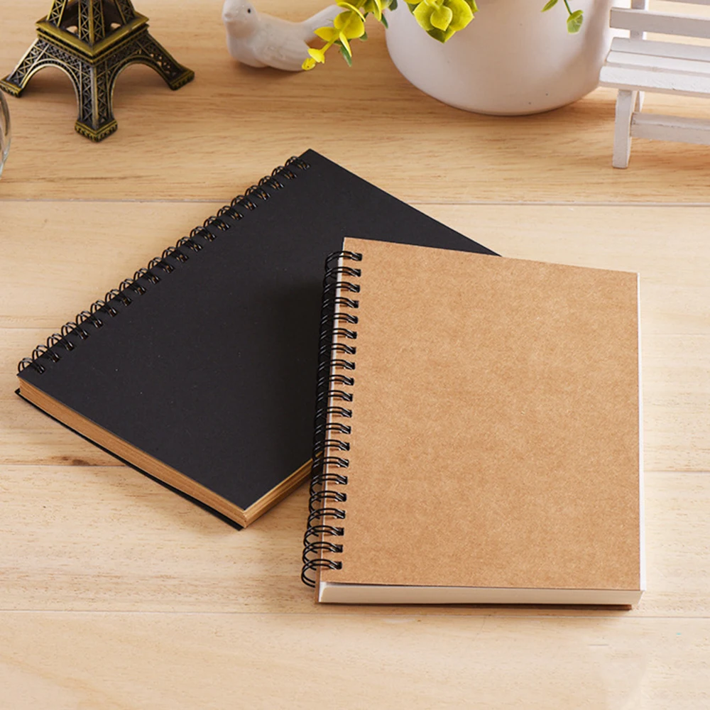 1 Pcs Coil notebook creative retro kraft paper coil notebook wholesale simple blank graffiti diary sketch notebook exercise-book