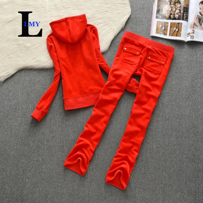 LMY Solid Color TRACKSUIT Juicy Velvet Tracksuits Tracksuit Women Long Sleeve Women Juicy Tracksuit Hoodies Pant S