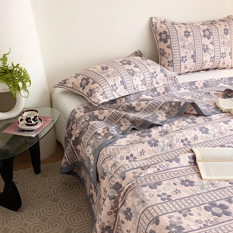 الموسم العالمي 100% بطانية قطن الملكة الملك الحجم بطانيات السرير الجاكار غرزة السرير منقوشة غطاء السرير المنزلي غطاء المفرش