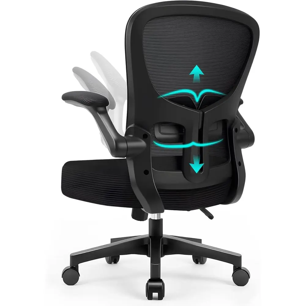 Chaise de bureau ergonomique avec 90° °   Accoudoirs pivotants, soutien lombaire réglable, dossier en maille, rotation à 360° °   Roues silencieuses, supportent jusqu'à 130 kg