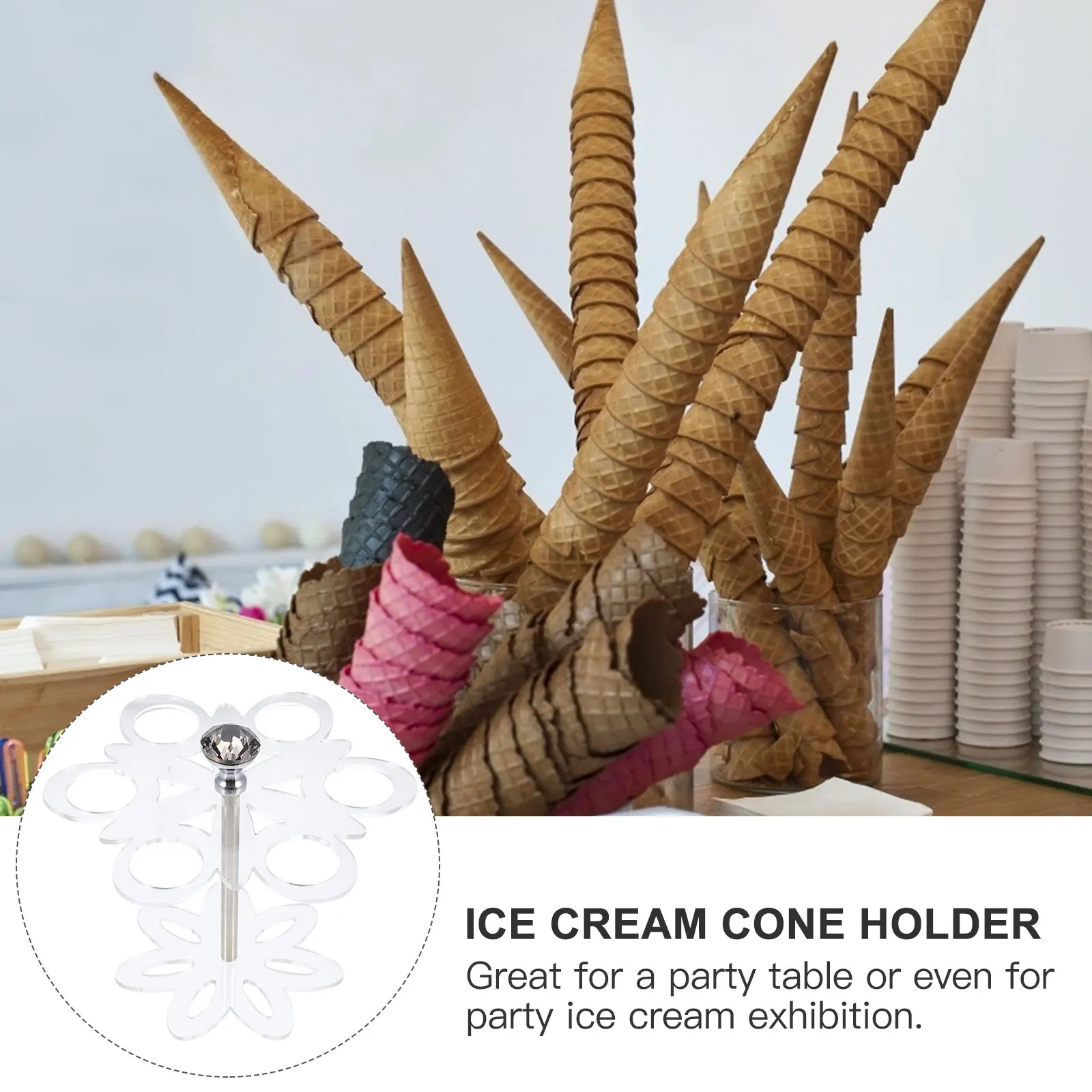 

Ice Cream Display St Acrylic Cone Holder Cooling Rack Party Dessert Server Stable Storage Cake St Smooth Surface Fine
