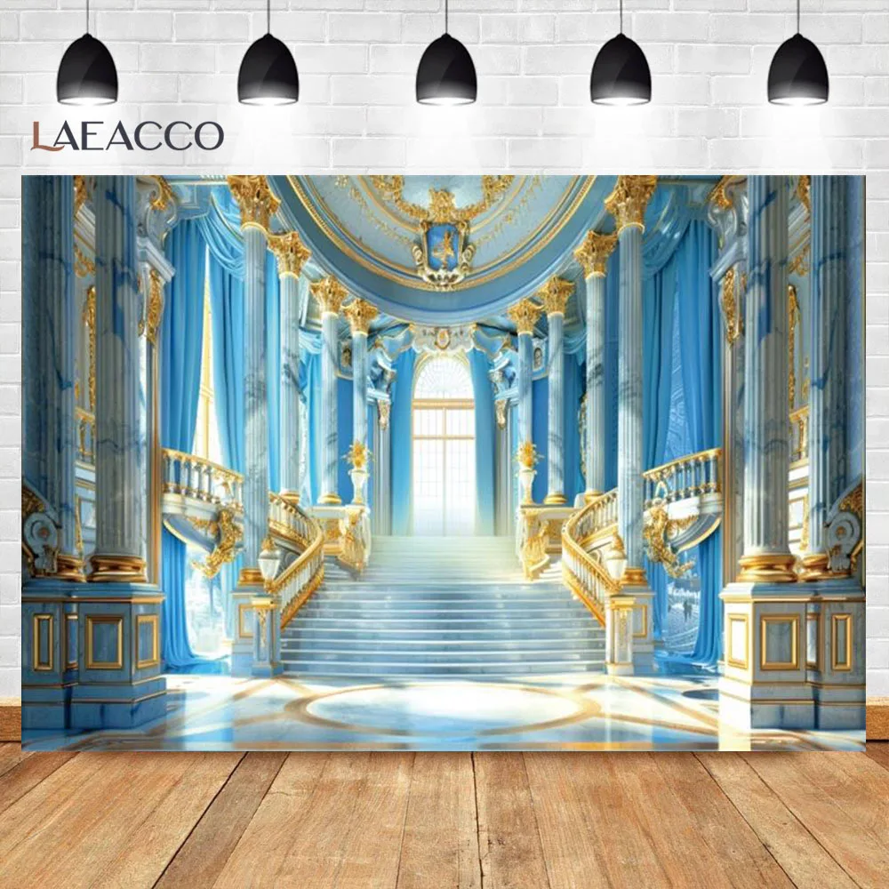 Luxurious Palace Backdrop Old Church European Golden Castle Chandelier Staircase Interior Photography Background Photo Studio