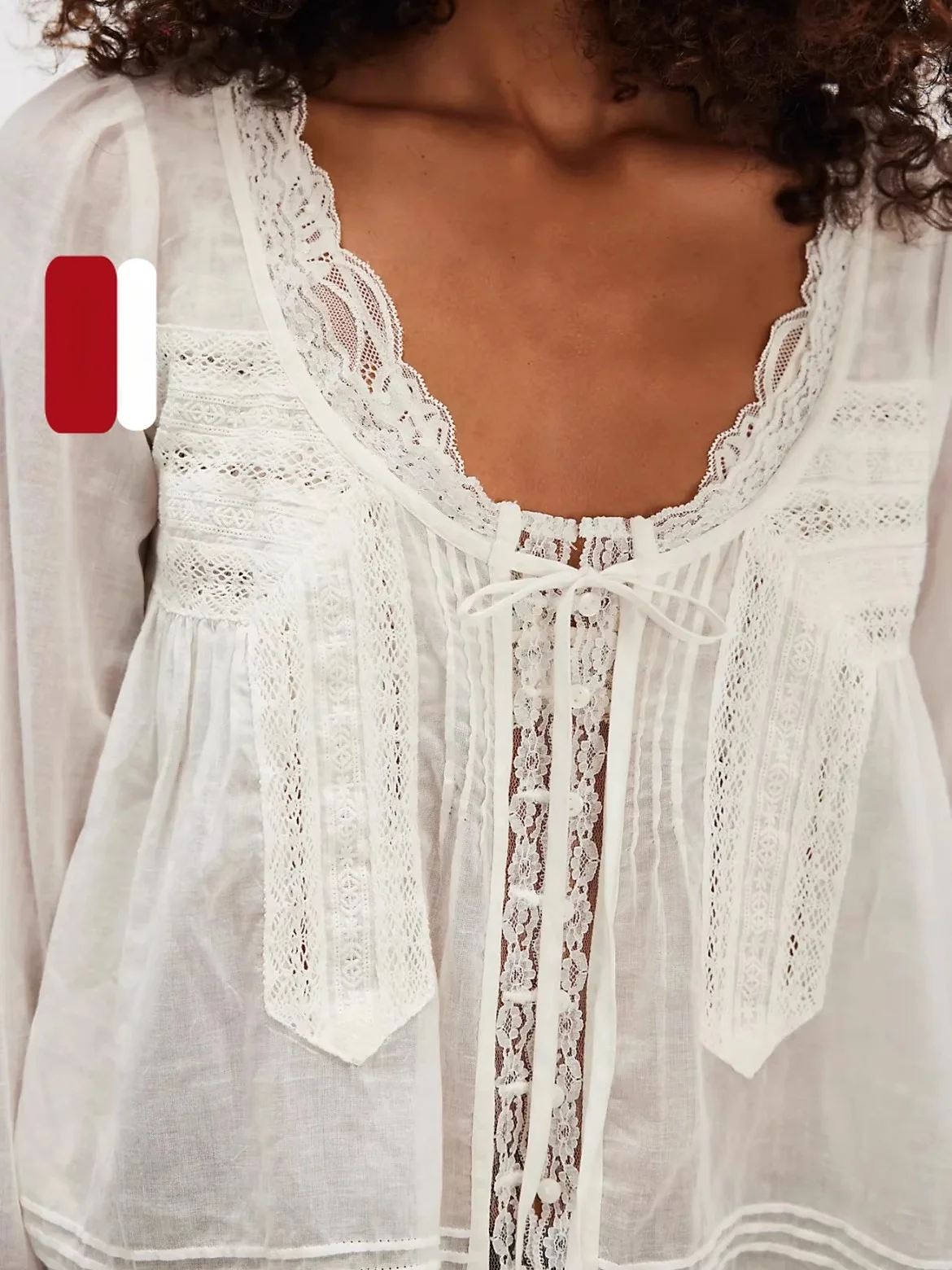 

Loose Lace Long Sve irt with Belt HEIDD Early Autumn 2025 Cotton Breathable Comfortable Women's Faion Artistic Sle