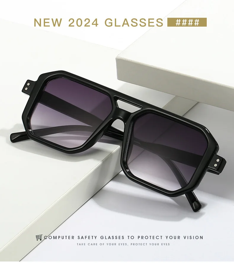 Neue Vintage Quadratische Sonnenbrille für Damen und Herren Marken-Rechteck-Sonnenbrille Ovale Brillen für Männer und Frauen – Detail 6