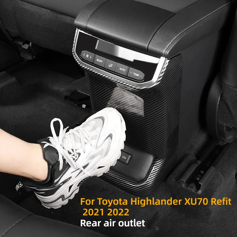 

For Toyota Highlander XU70 2021 2022 Rear air outlet frame decoration Anti-kick cover for air conditioning outlet behind seats
