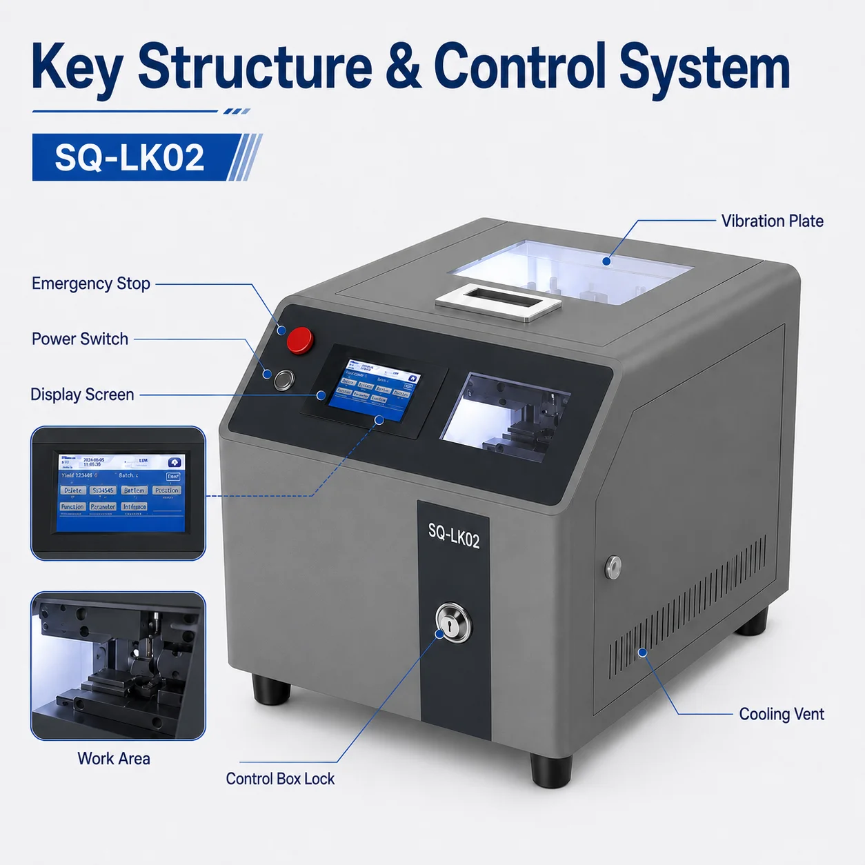 SQ-LK02 Aviation Terminal Crimping Machine 0.5-6.0 Sq Mm 1000 Pcs/h 4-Point Crimping For Connector Wire Harness