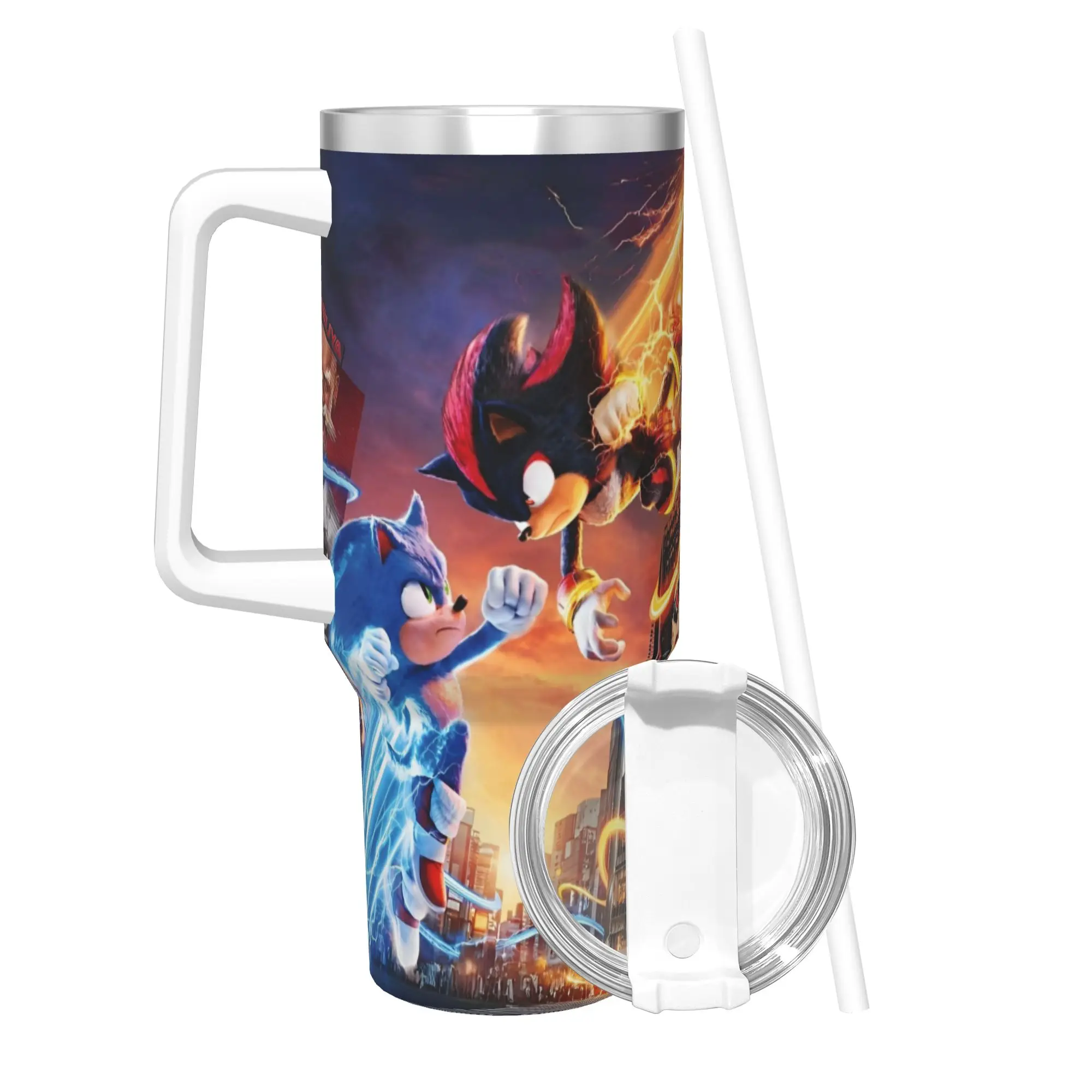 40OZ Stainless Steel Tumbler Shadow The Hedgehogs Thermal Cups Cartoon Keep Heat Hot Drinks Car Mugs Driving Water Bottle view 2