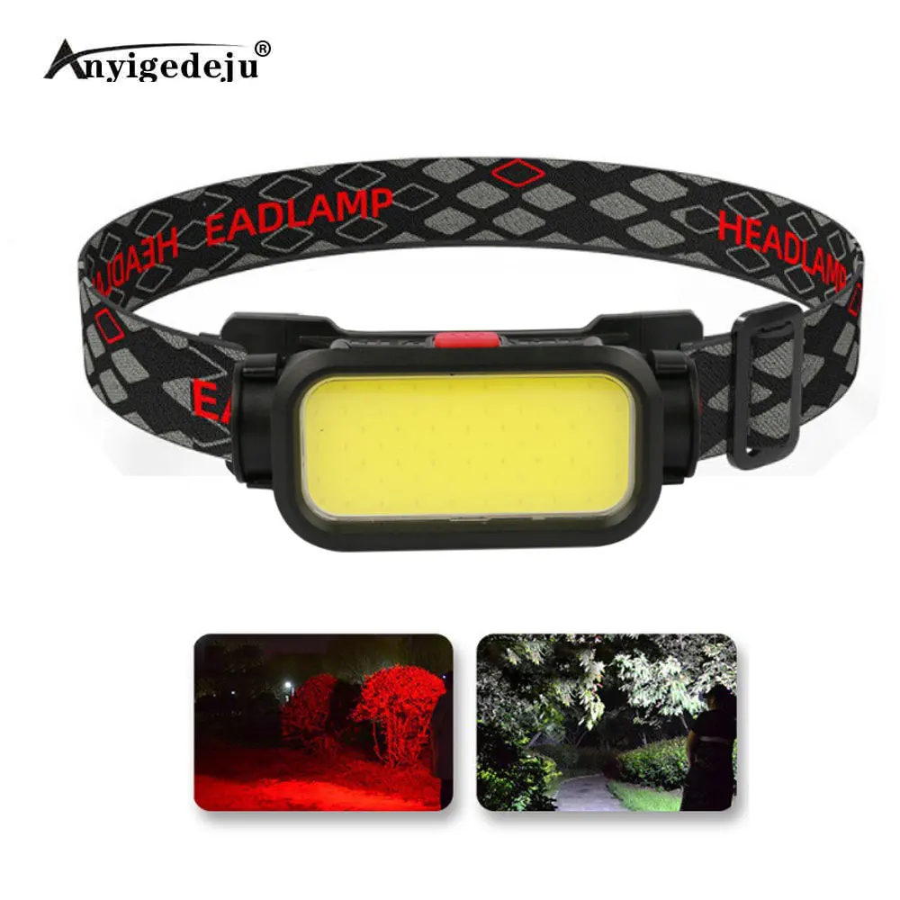 Portable Powerful Red LED Headlamp USB Rechargeable Headlight Built-in Battery Waterproof White Head Torch Flash Head Lamp