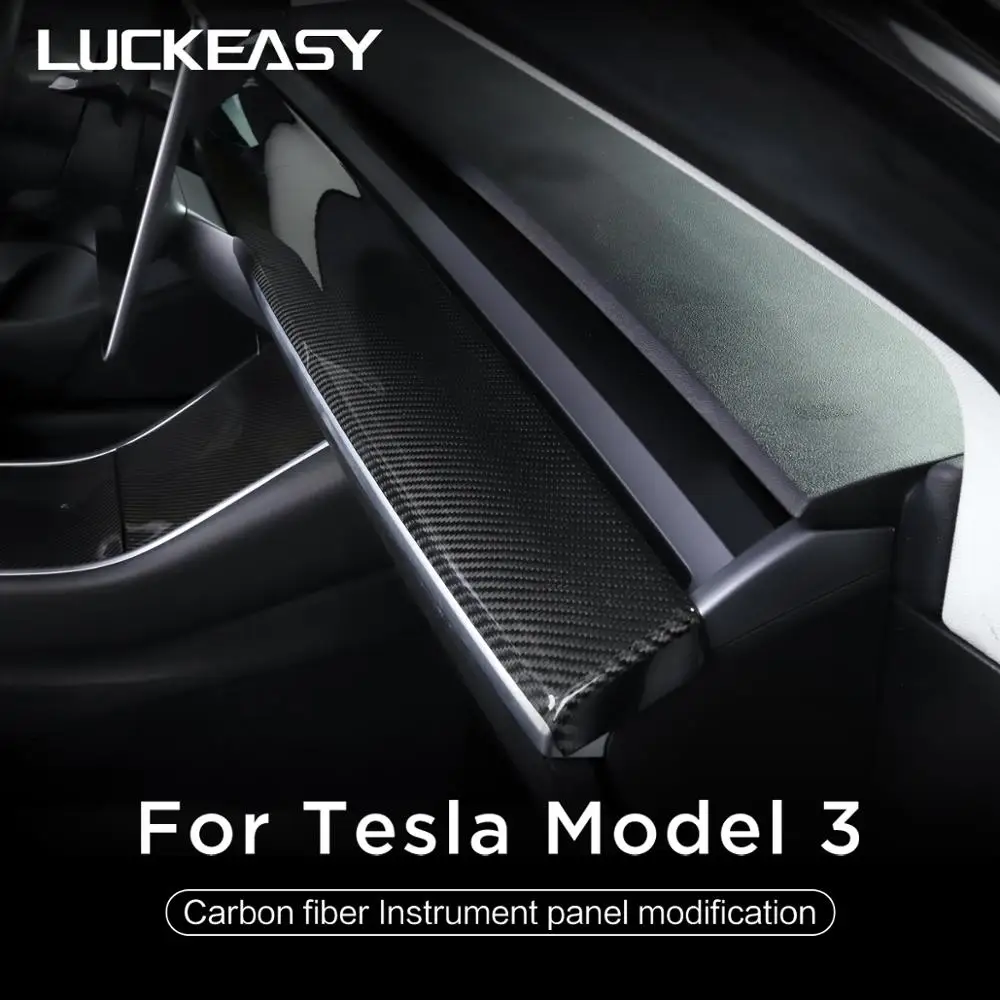 

LUCKEASY For Tesla Model 3 Model Y 2017-2023 Car Interior Accessories Central Control True Carbon Fiber Instrument Panel Model3