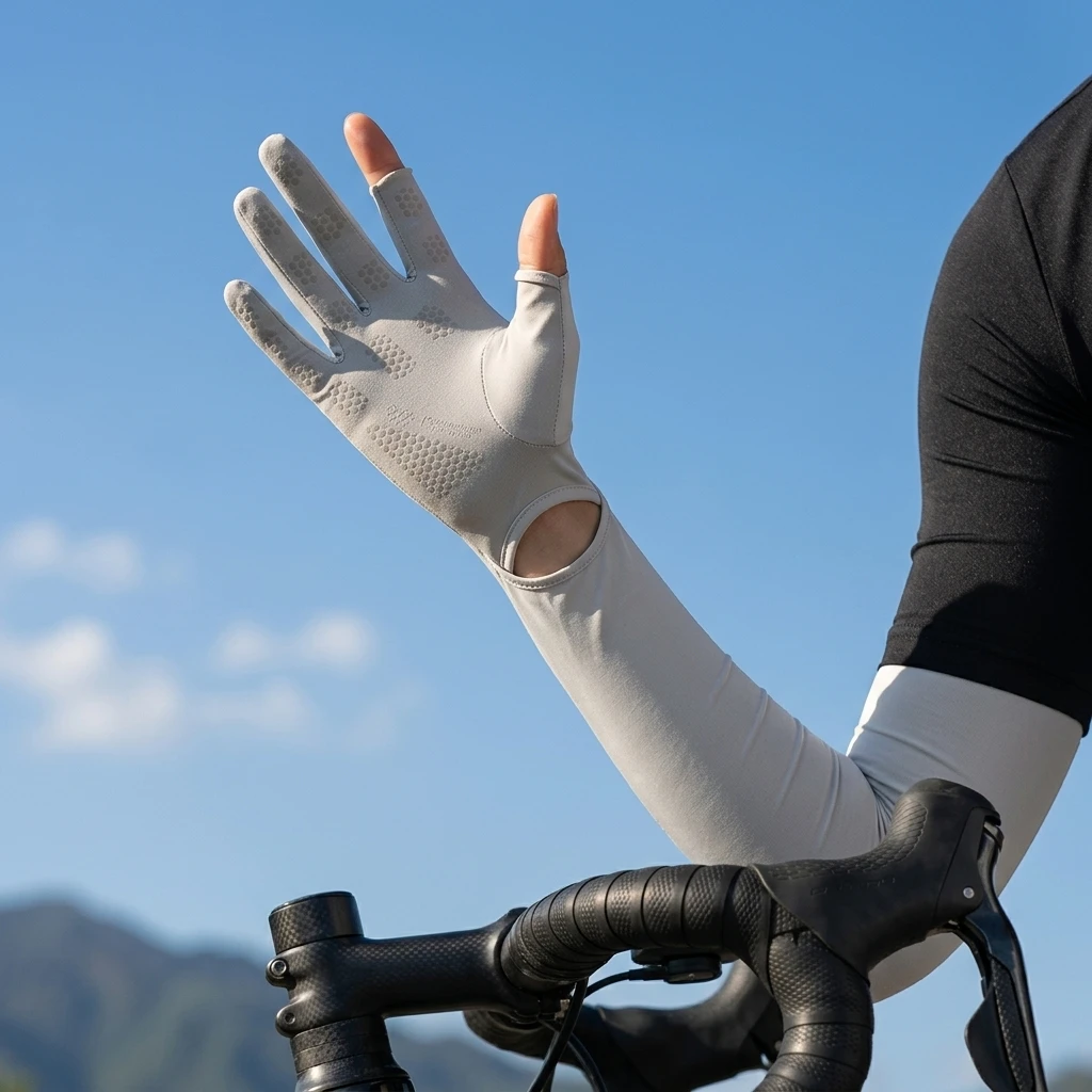 

Ice Silk Sun Protection Arm Sleeves UPF50 Plus Cooling Breathable Extended Wrist Coverage for Cycling Driving Outdoor