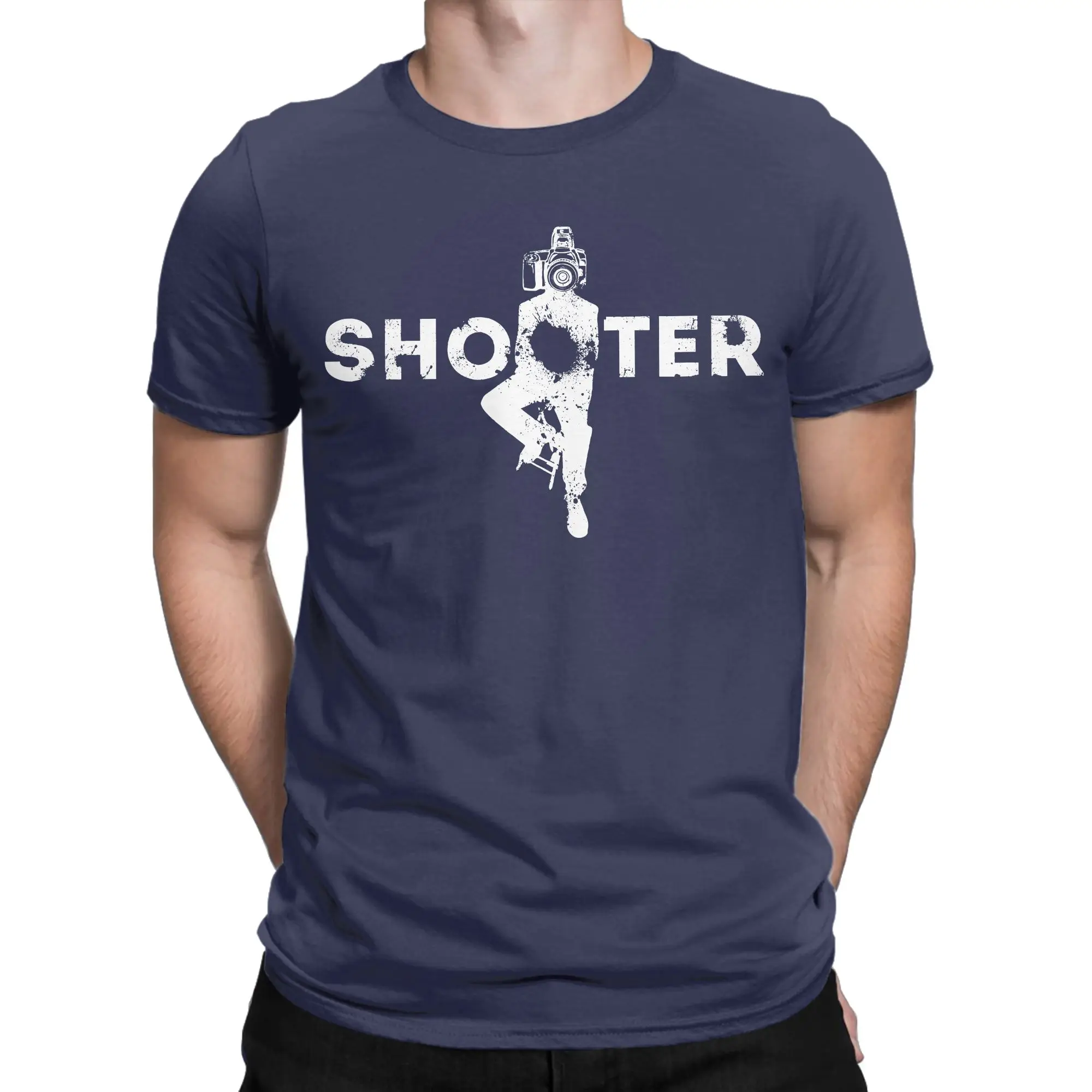 Vintage Shooter The Photographer T-Shirt Men Cotton Short Sleeve  Round Neck Summer Clothing