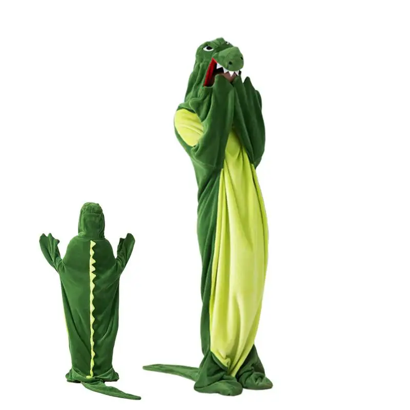 

Green Unisex Toddle Children Adults Plush Animal Cosplay Crocodile Pajamas Fancy Dress Jumpsuit Costume Gifts Halloween Supplies