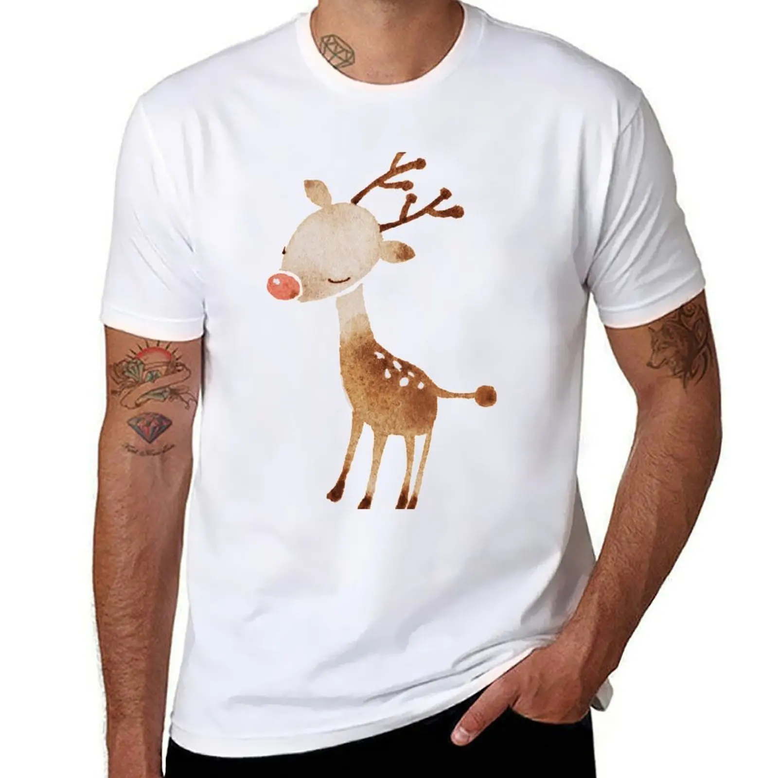 

Rudolf the reindeer T-Shirt cotton tshirt 100% t shirt man designer T-Shirt