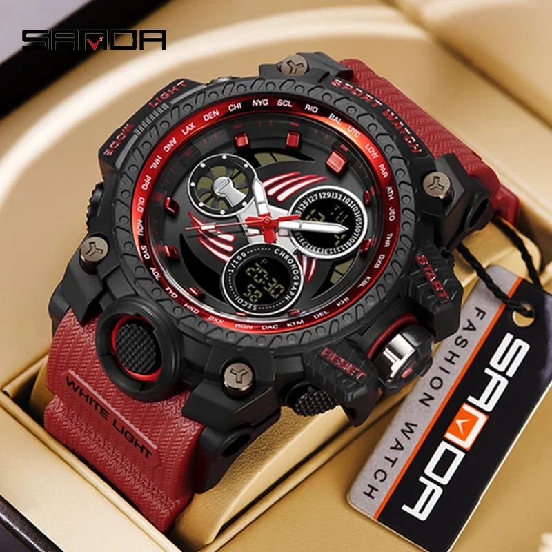 SANDA 3153 orologio militare da uomo digitale 50m impermeabile 2024 orologio LED orologio al quarzo Sport maschile quadrante grande orologi Relogios Masculino