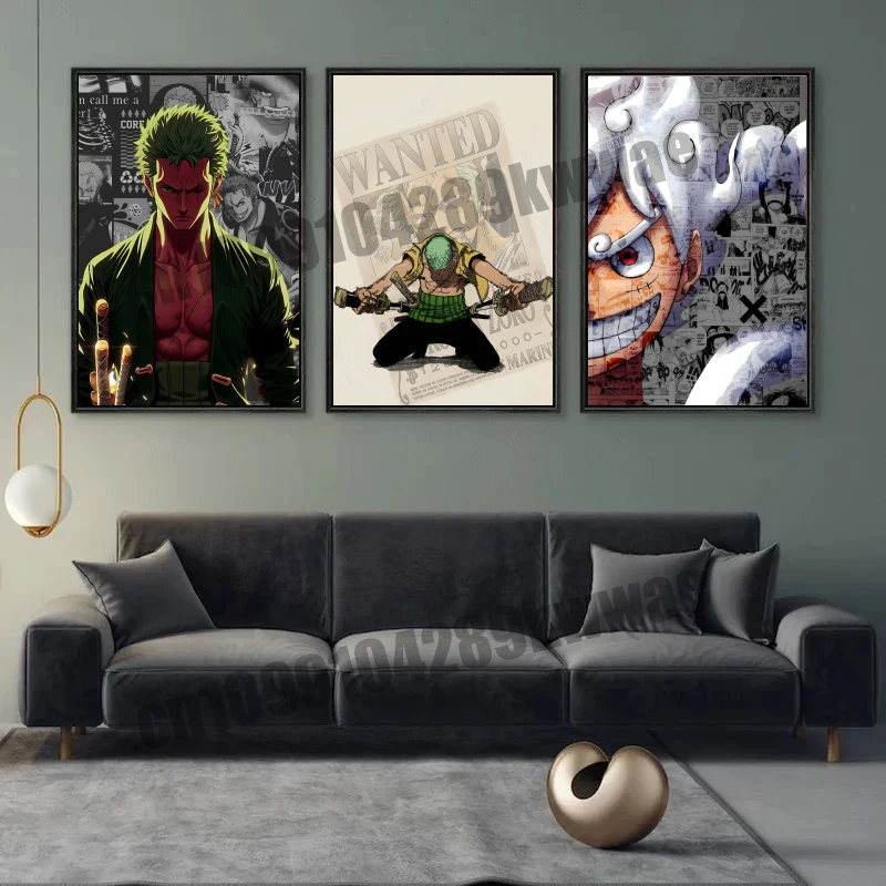 

Japanese Childhood Classic Cartoon One Piece Personal Super Handsome Canvas Painting Poster Suitable for Living Room Decoration