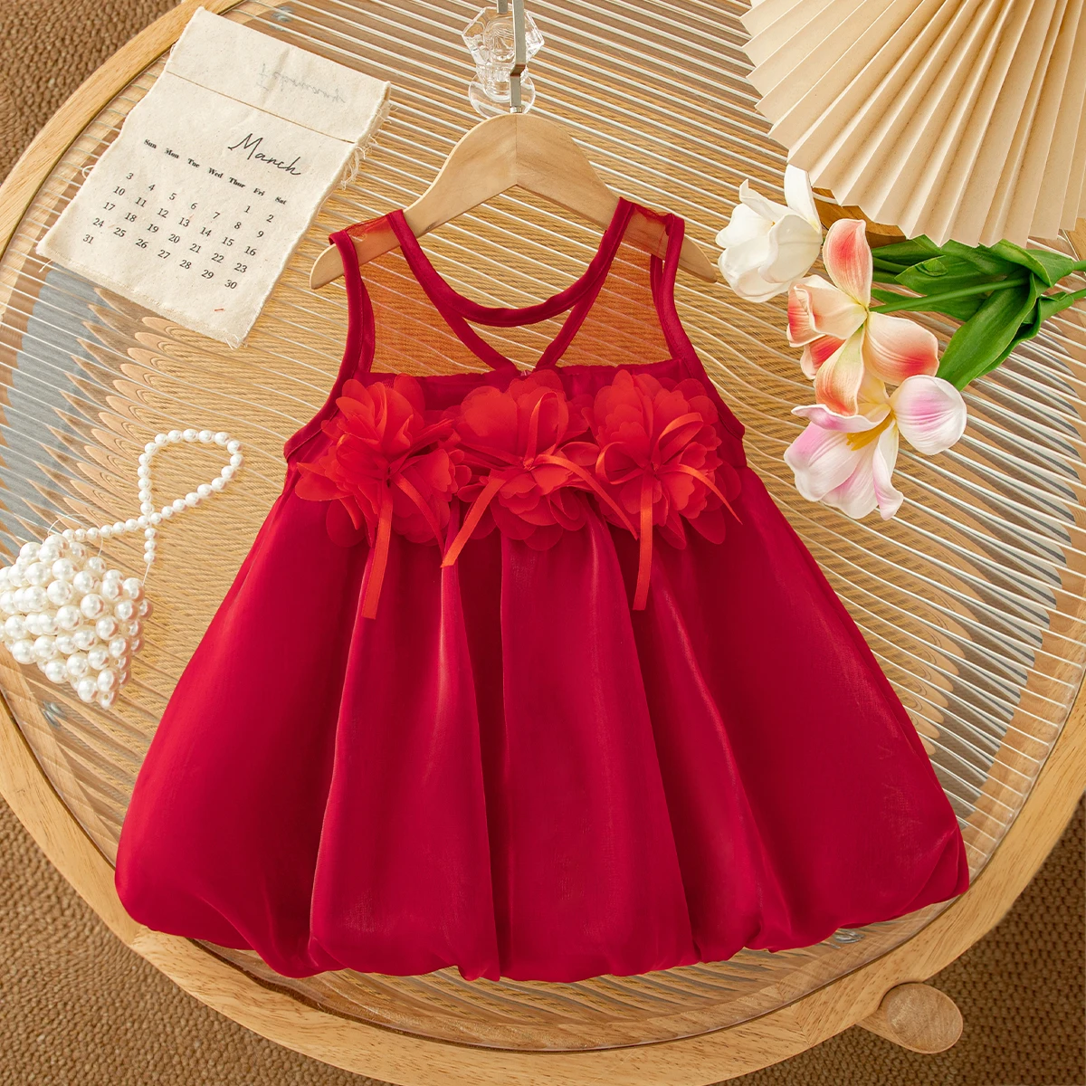 Summer New Birthday Party Baby Girl Dress Cute Big Flower Children'S Clothing (6 Months -3 Years Old)