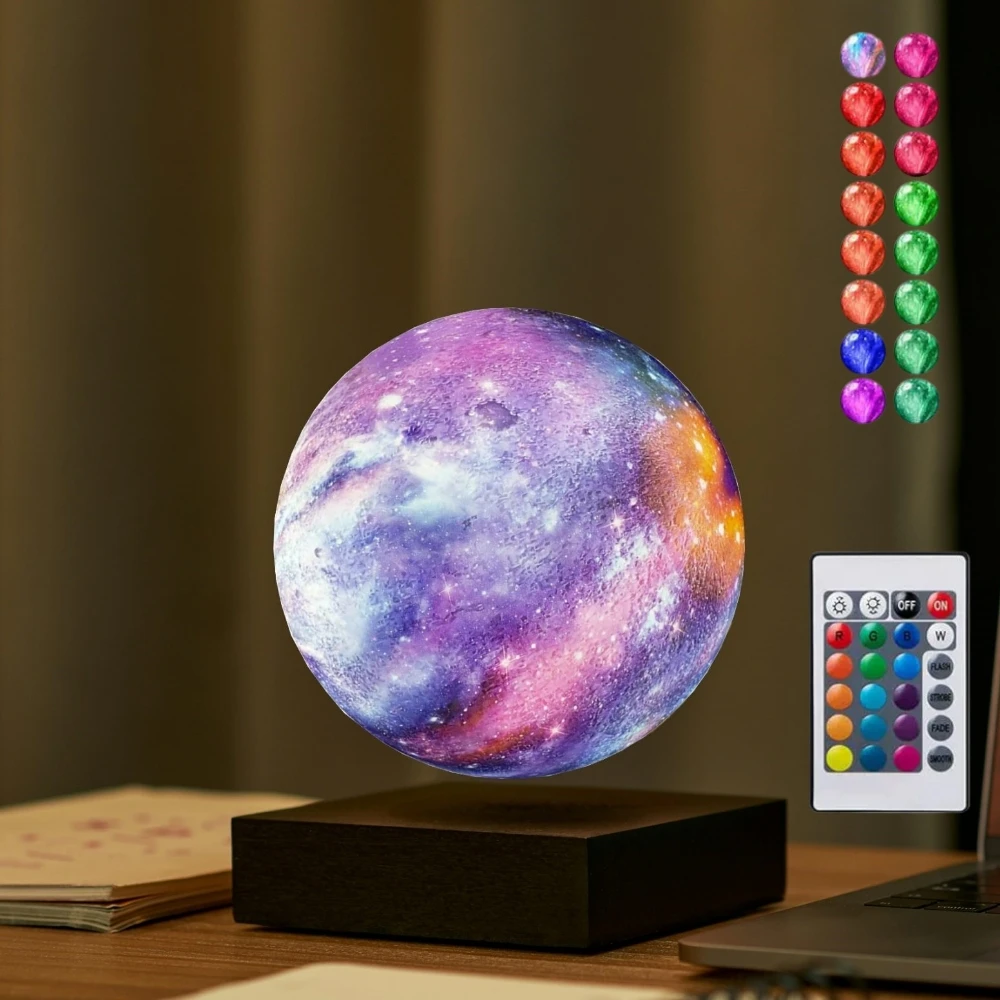 

16 Colors 3D Engraving Rotating Moon Lamp Smart Touch Sensor Magnetic Levitating Moon Table lamp With Remote Control Home Decor